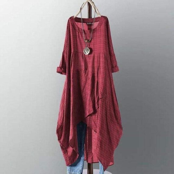 Casual Long Sleeve Asymmetrical Shirt Dress - Image 3