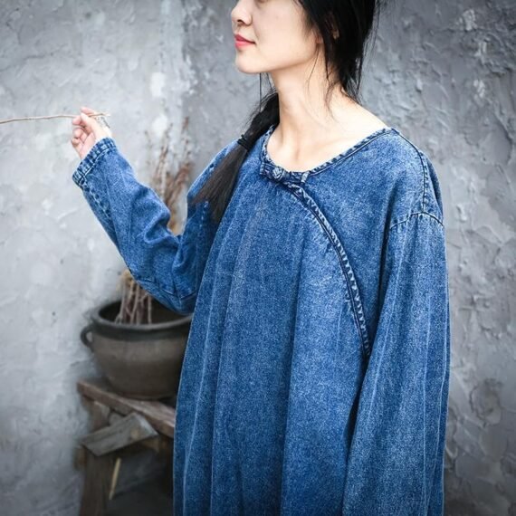 Split Sides Loose Denim Dress - Image 2