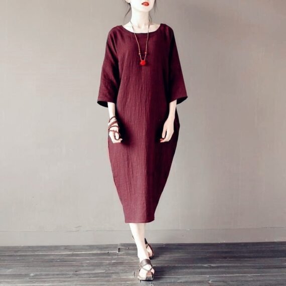 Tulip Cotton Linen Midi Dress | Zen - Image 5