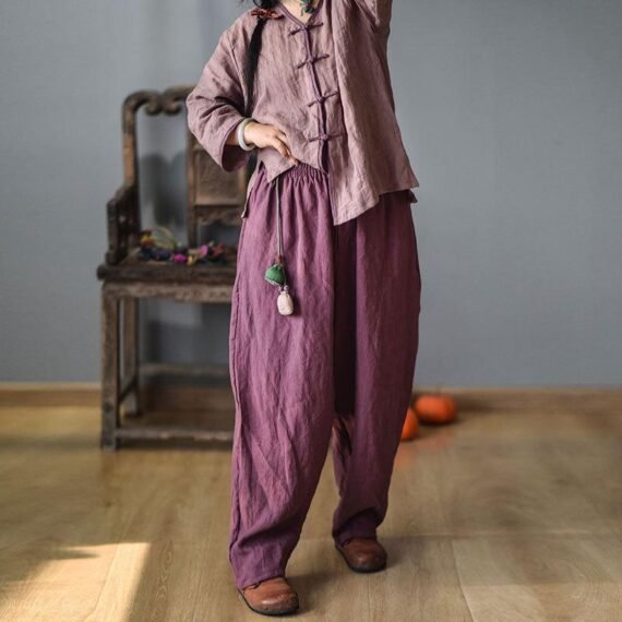 Elastic Waist Linen Trousers | Hippie - Image 2