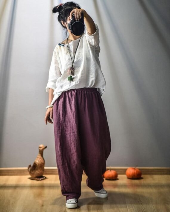 Elastic Waist Linen Trousers | Hippie - Image 8