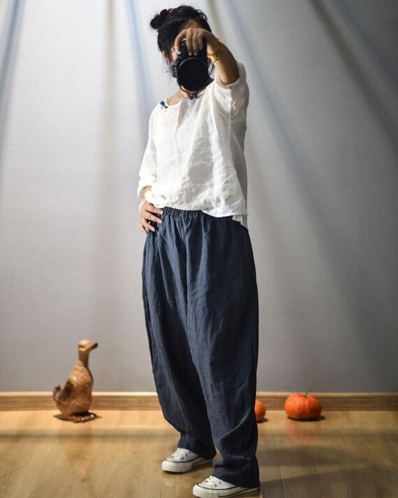 Elastic Waist Linen Trousers | Hippie - Image 5