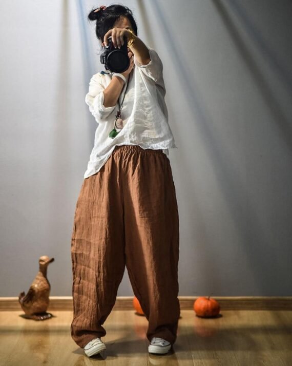 Elastic Waist Linen Trousers | Hippie - Image 7