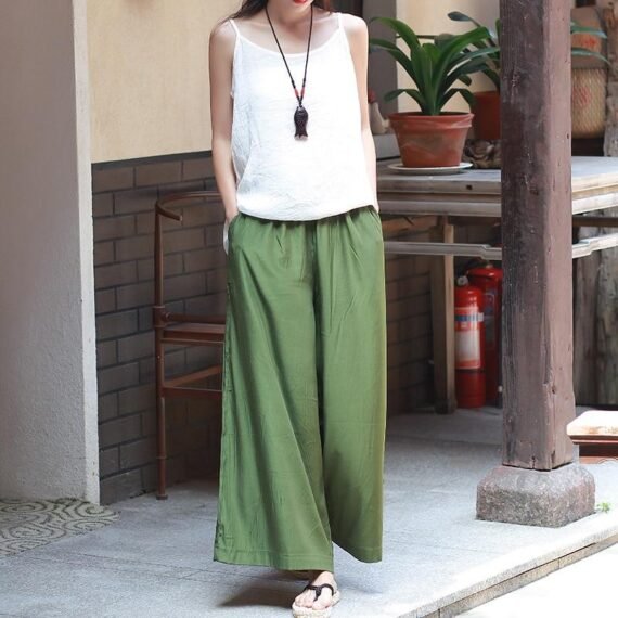 Elastic Waist Wide Leg Palazzo Pants  | Zen - Image 2