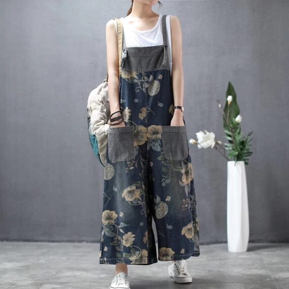 Wide Leg Loose Floral Overall