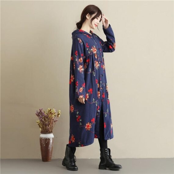 Floral Embroidered Hooded Coat - Image 4