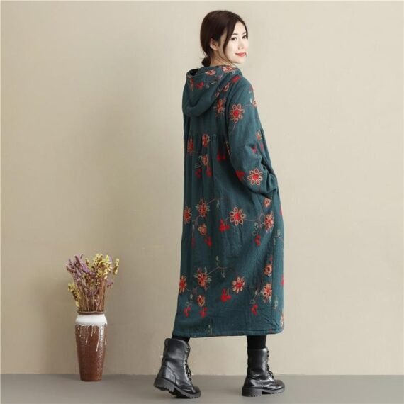 Floral Embroidered Hooded Coat - Image 10