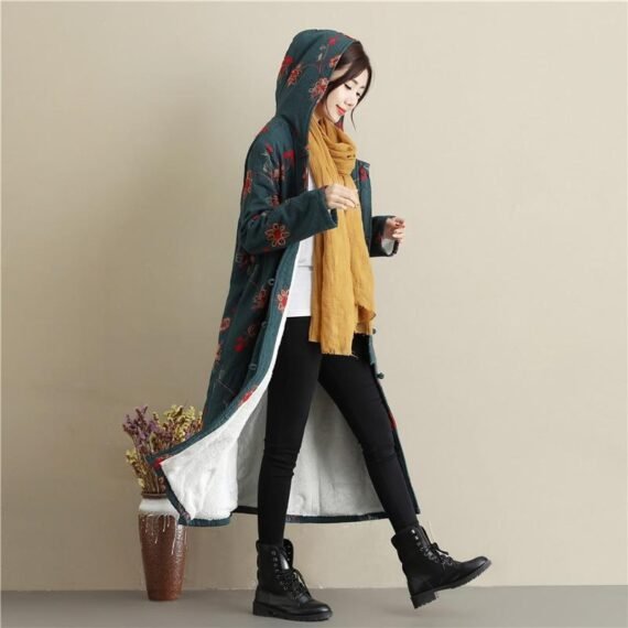 Floral Embroidered Hooded Coat - Image 11