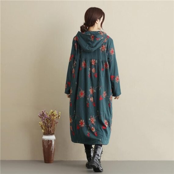 Floral Embroidered Hooded Coat - Image 8