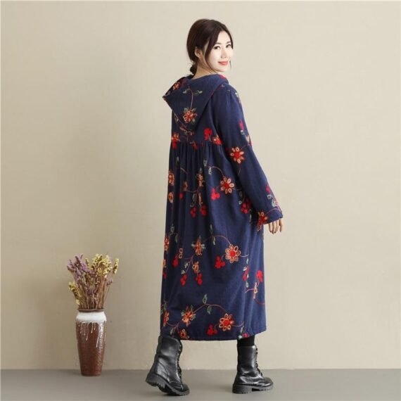 Floral Embroidered Hooded Coat - Image 5