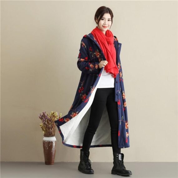 Floral Embroidered Hooded Coat - Image 3