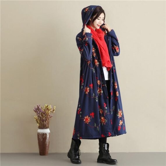 Floral Embroidered Hooded Coat - Image 2