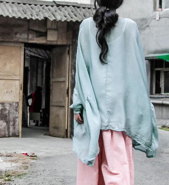 Flowy Long Batwing Sleeve Shirt | Lotus - Image 5