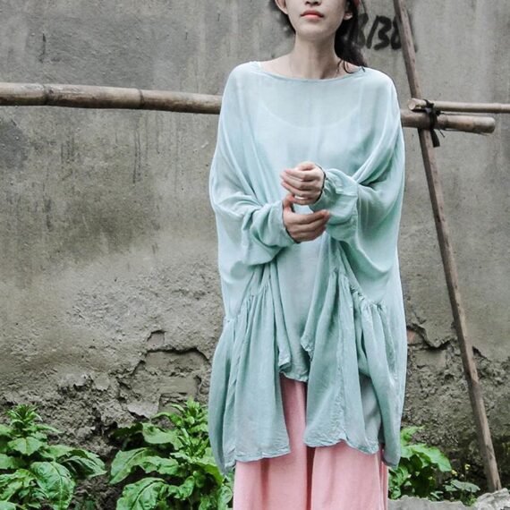 Flowy Long Batwing Sleeve Shirt | Lotus - Image 4