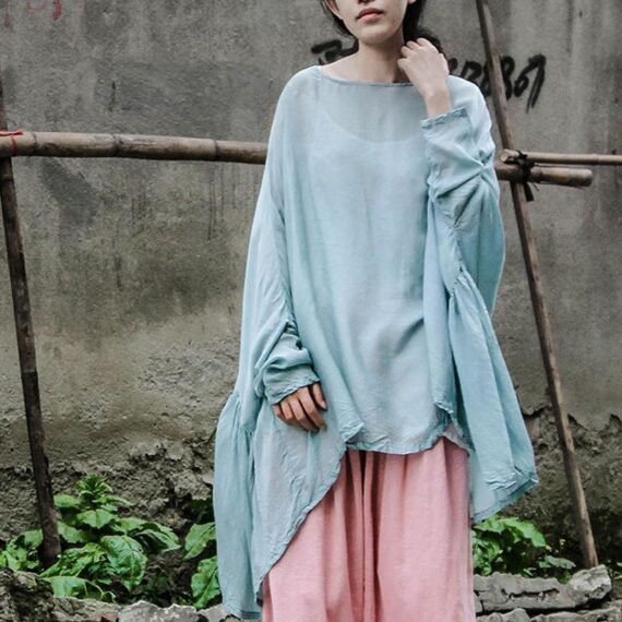 Flowy Long Batwing Sleeve Shirt | Lotus - Image 3