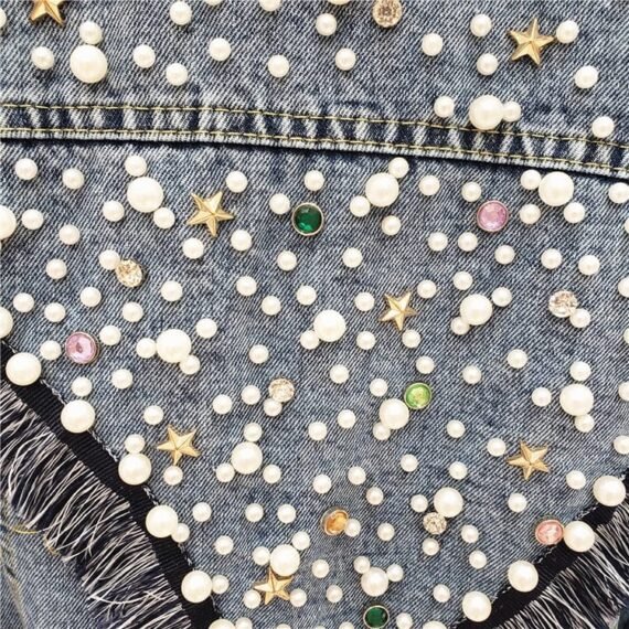 Vintage Studded Denim Jacket - Image 4