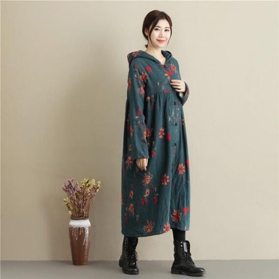 Floral Embroidered Hooded Coat - Image 7