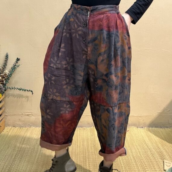 Abstract Linen Harem Pants - Image 2