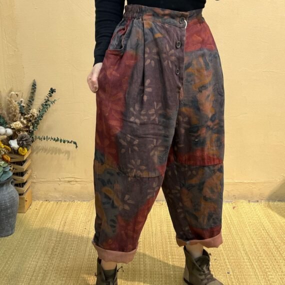 Abstract Linen Harem Pants - Image 12