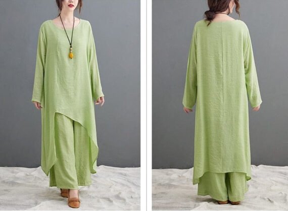 Evania Asymmetrical Shirt With Palazzo Pants | Zen - Image 4