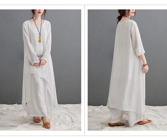 Evania Asymmetrical Shirt With Palazzo Pants | Zen - Image 2