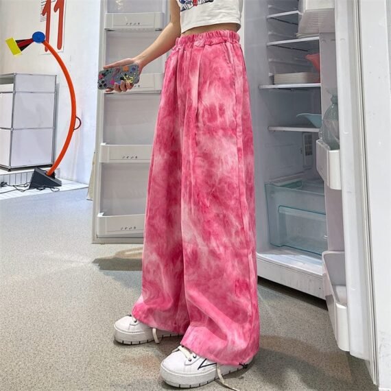 Pink Tie-Dye Print Harem Pants - Image 2