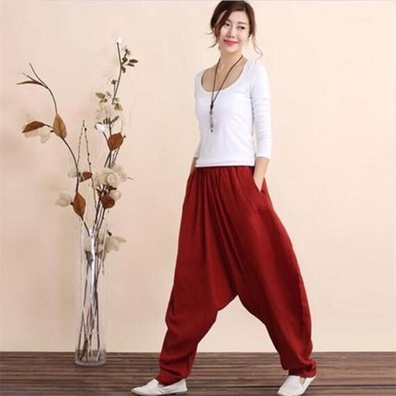 Plus Size Cotton Linen Harem Pants