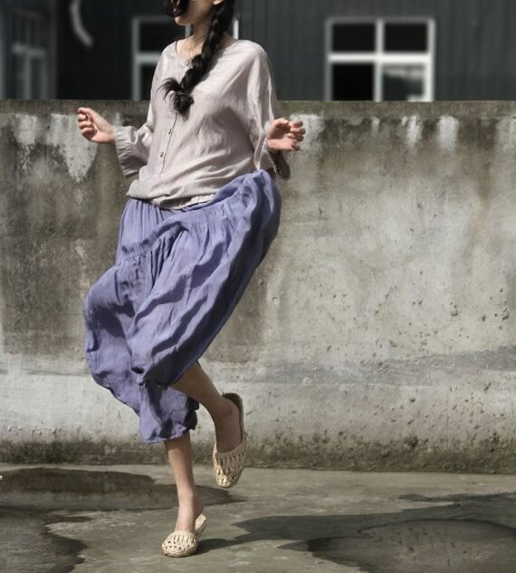 Pure Color Pleated Flowy Harem Pants | Lotus - Image 6