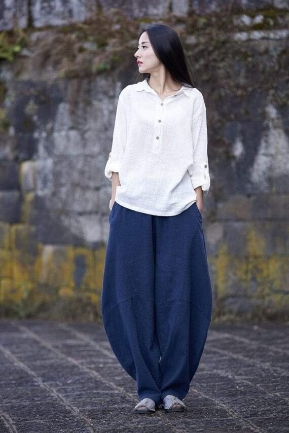 Wide Leg Linen Harem Pants | Zen - Image 2