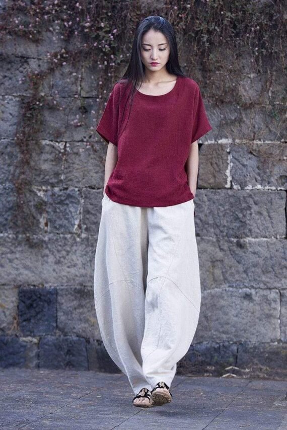 Wide Leg Linen Harem Pants | Zen - Image 3