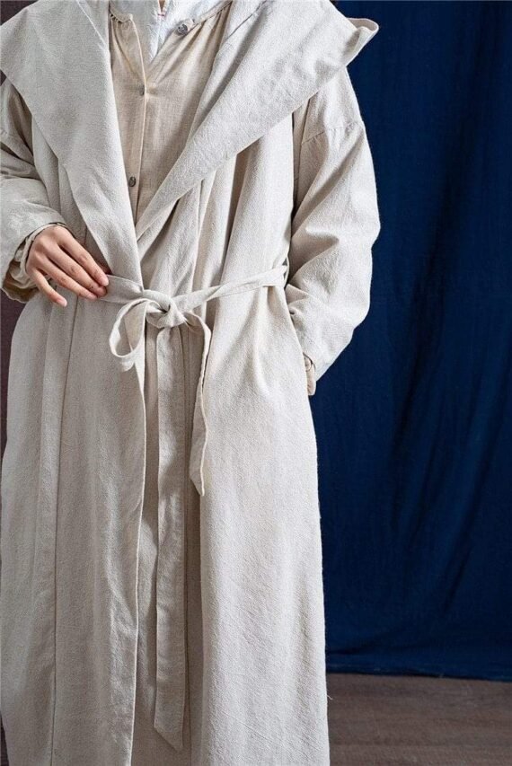 Hooded Bandage Linen Trench Coat  | Zen - Image 5