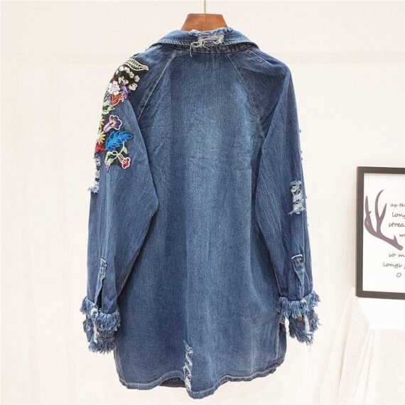 Bohemia Floral Embellished Denim Jacket - Image 2