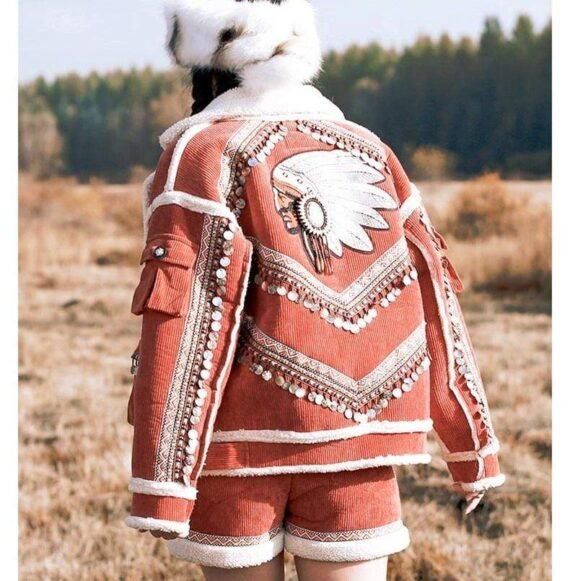 Native Pride Handmade Embroidered Corduroy Jacket | Mandala