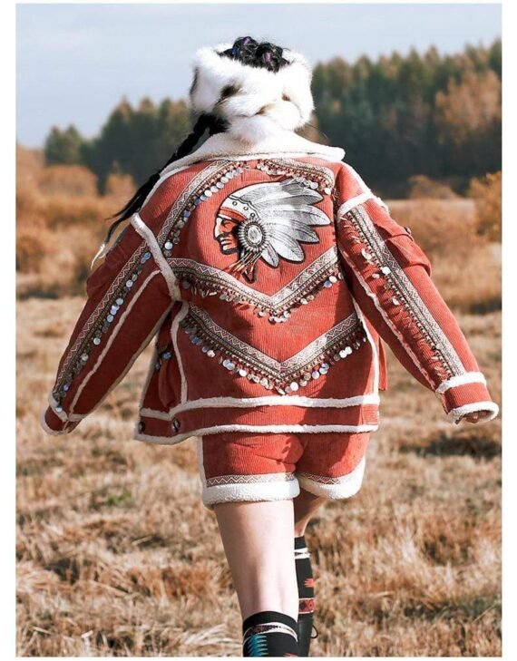 Native Pride Handmade Embroidered Corduroy Jacket | Mandala - Image 5