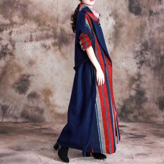 Vivid Colors Striped Long Wool Coat | Nirvana - Image 3