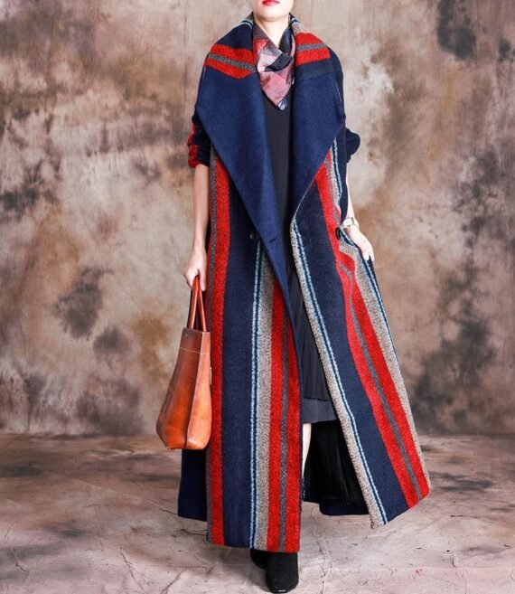 Vivid Colors Striped Long Wool Coat | Nirvana - Image 2