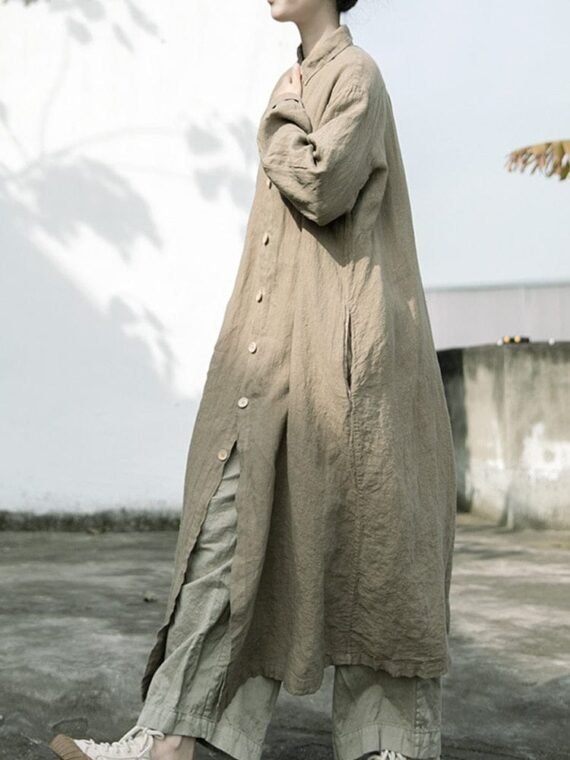 Oversized Linen Trench Coat | Lotus - Image 7