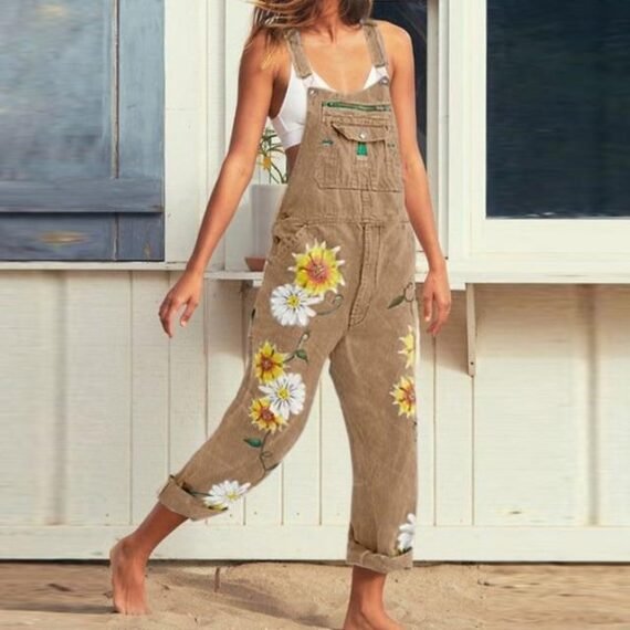 Hippie Peace Floral Denim Overall - Image 3