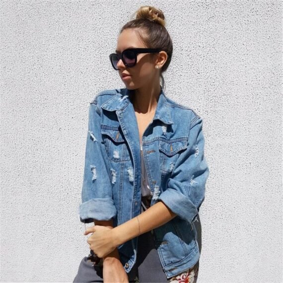 Basic Distressed Denim Jacket