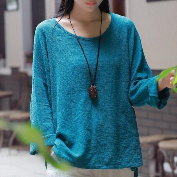 Sweet Mantra Cotton & Linen Long Sleeve Shirt