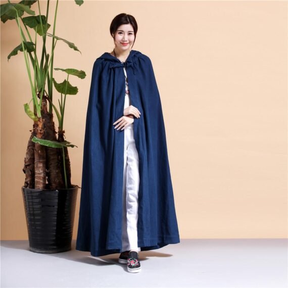 Long Hooded Linen Cloak - Image 13