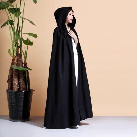 Long Hooded Linen Cloak - Image 3