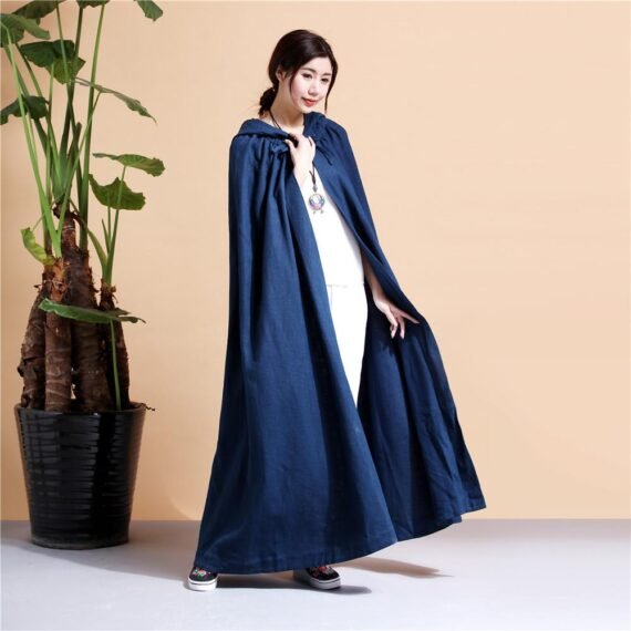 Long Hooded Linen Cloak - Image 8