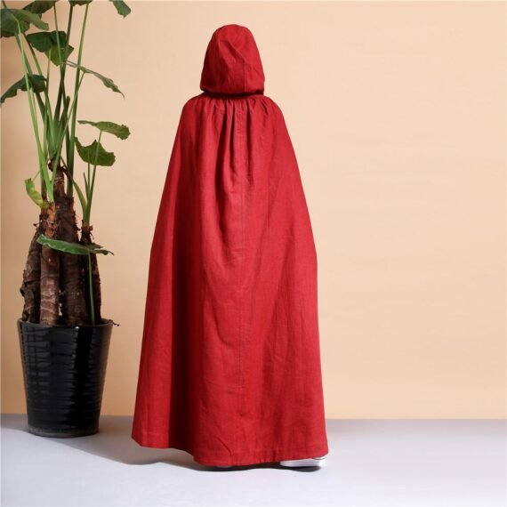 Long Hooded Linen Cloak - Image 7