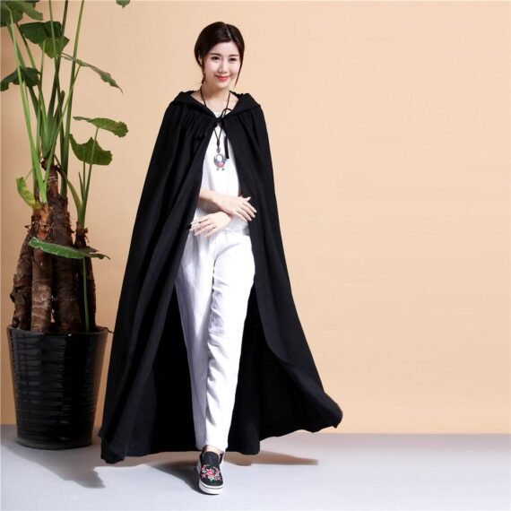 Long Hooded Linen Cloak - Image 4