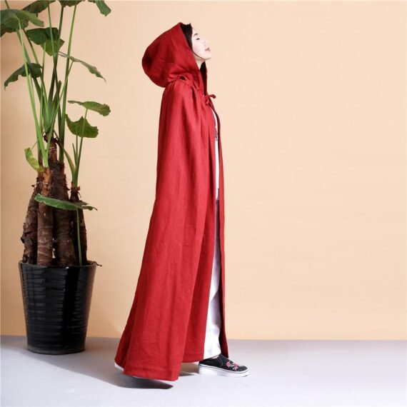 Long Hooded Linen Cloak - Image 6