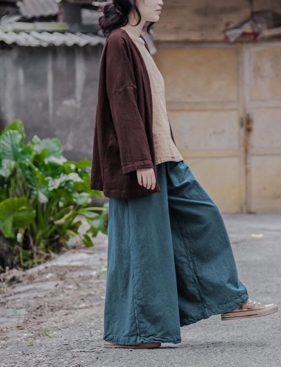 Loose Linen Palazzo Pants | Lotus - Image 17