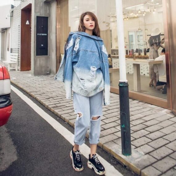 Ombre Gradient Distressed Denim Jacket | Millennials - Image 4