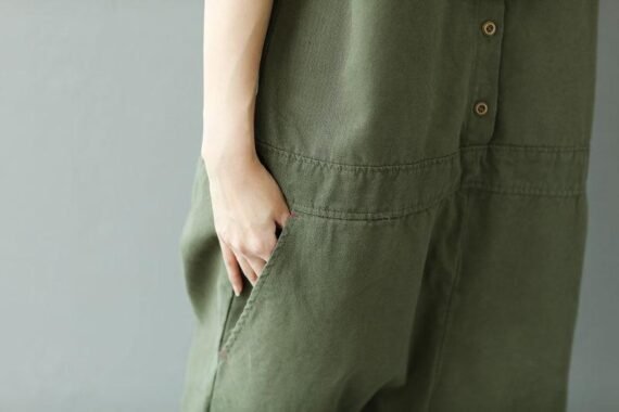 Army Green Loose Overall For Women - Image 7