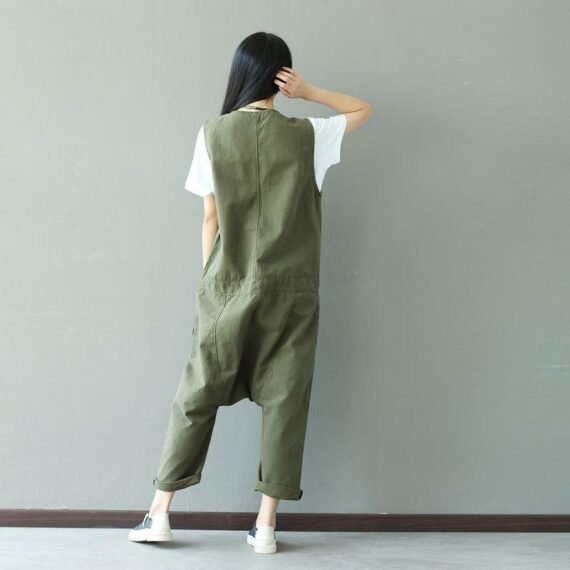 Army Green Loose Overall For Women - Image 4